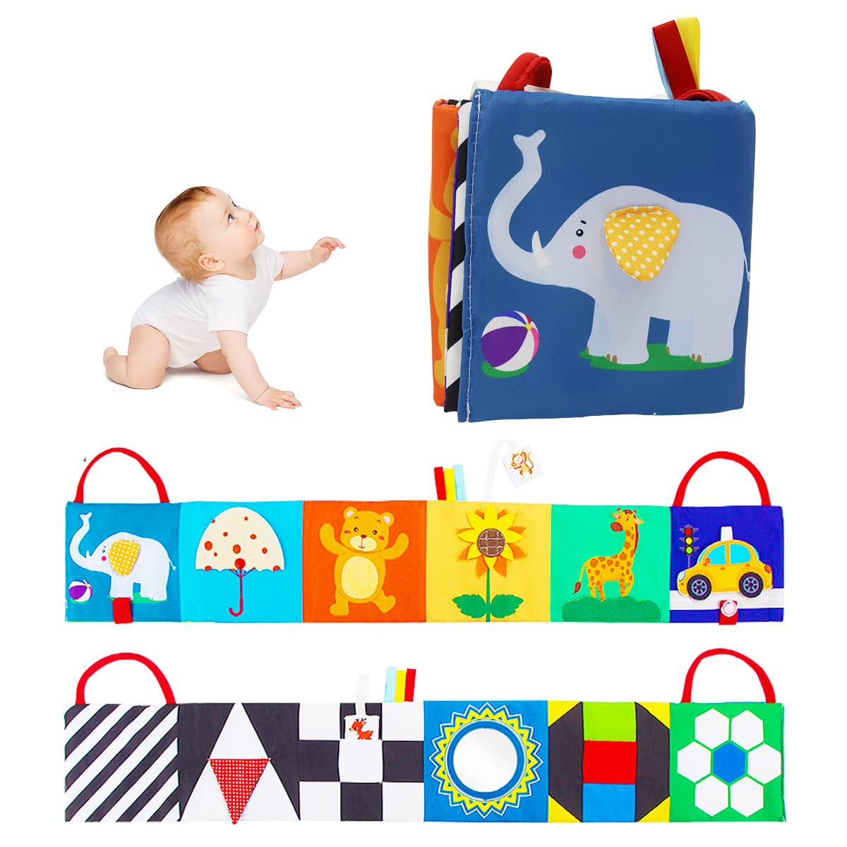 PATPAT Cloth Books for Babies, Baby Cloth Book Double Side Infant Tummy Time Toy Tear Resistance Hangable Cloth Book On Cradle for Toddler Visual Development Toy for Toddler 6-12 Month Toys PATPAT Cloth Books for Babies, Baby Cloth Book Double Side Infant Tummy Time Toy Tear Resistance Hangable Cloth Book On Cradle for Toddler Visual Development Toy for Toddler 6-12 Month Toys